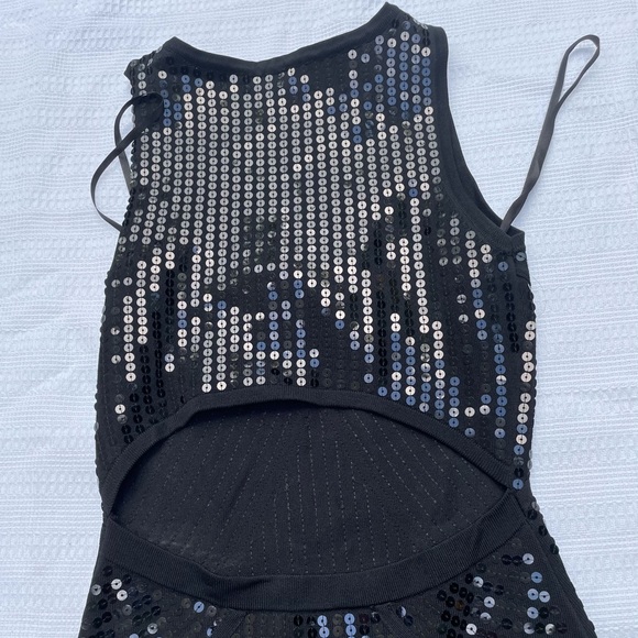 BEBE Sequin Black Dress. Fits 2,4. - Picture 3 of 4